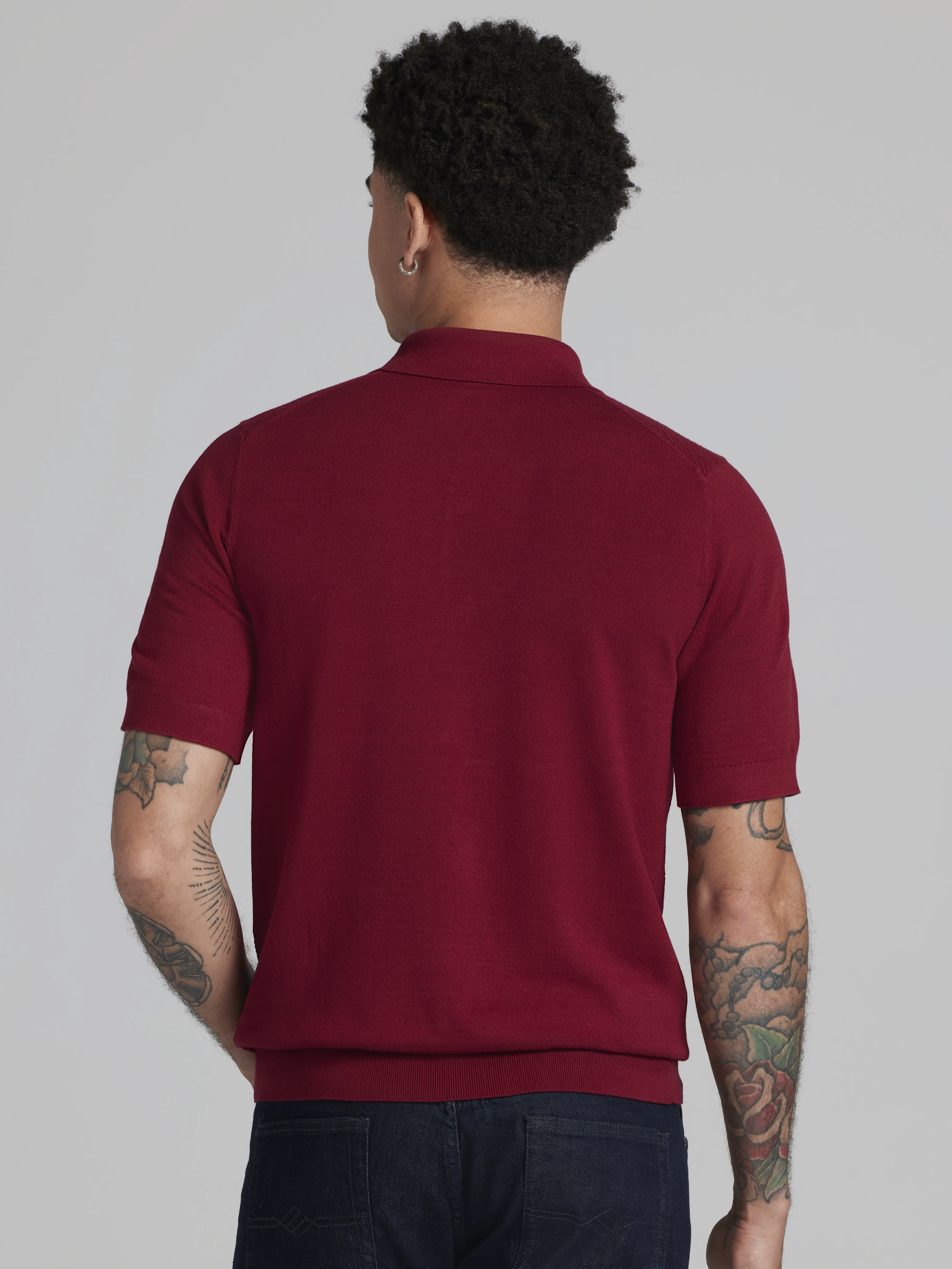 Jacquard Polo Sweater in Slim Fit Style