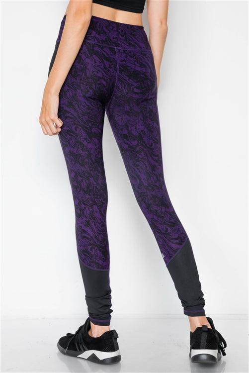 Jet Black Blackberry Watercolor Active Legging