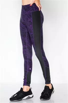 Jet Black Blackberry Watercolor Active Legging