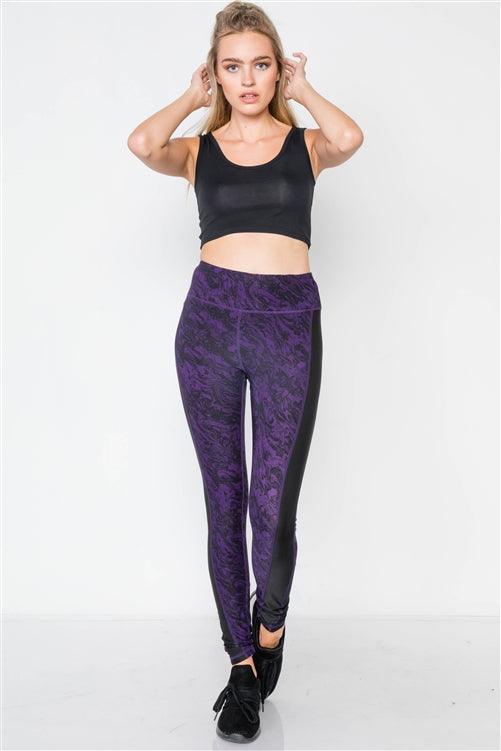 Jet Black Blackberry Watercolor Active Legging