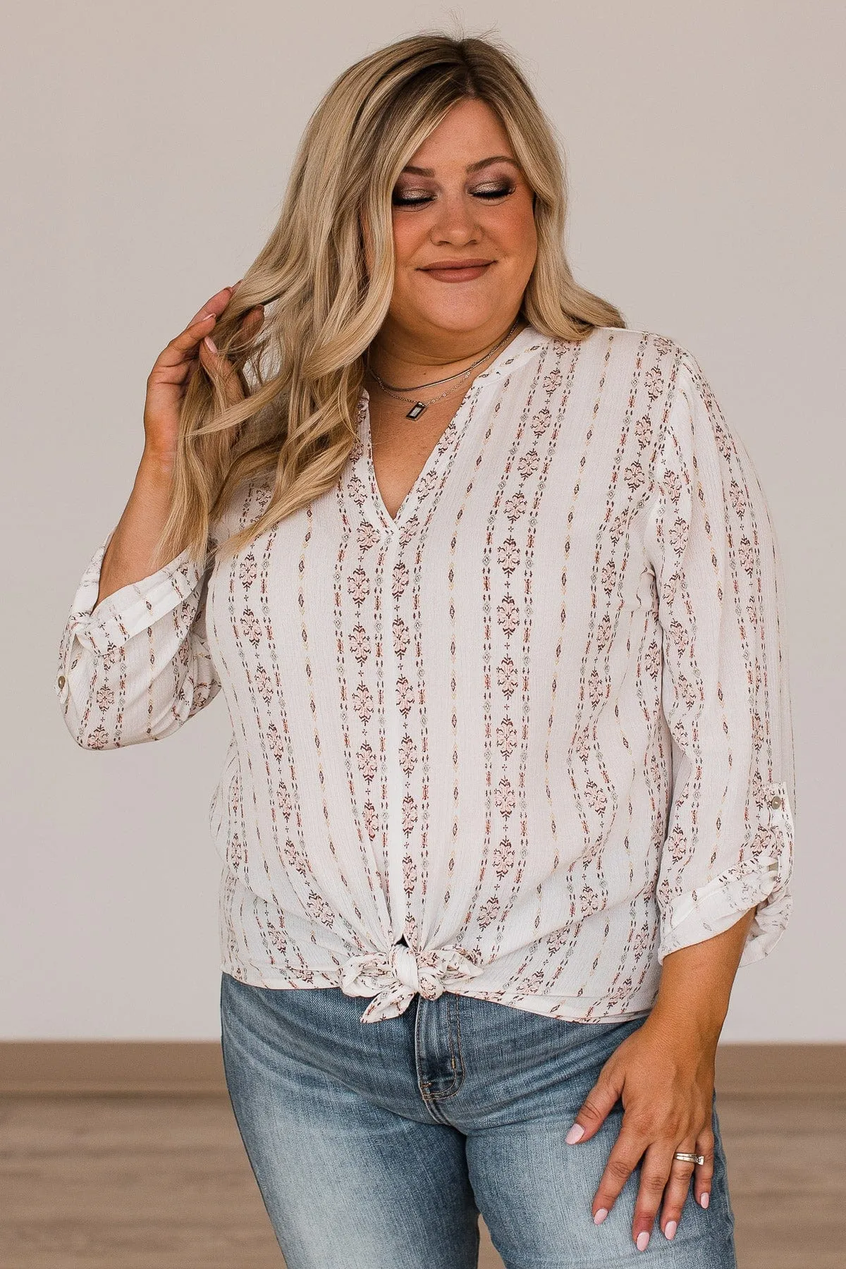 Printed Ivory Blouse - Stay Positive and Stylish