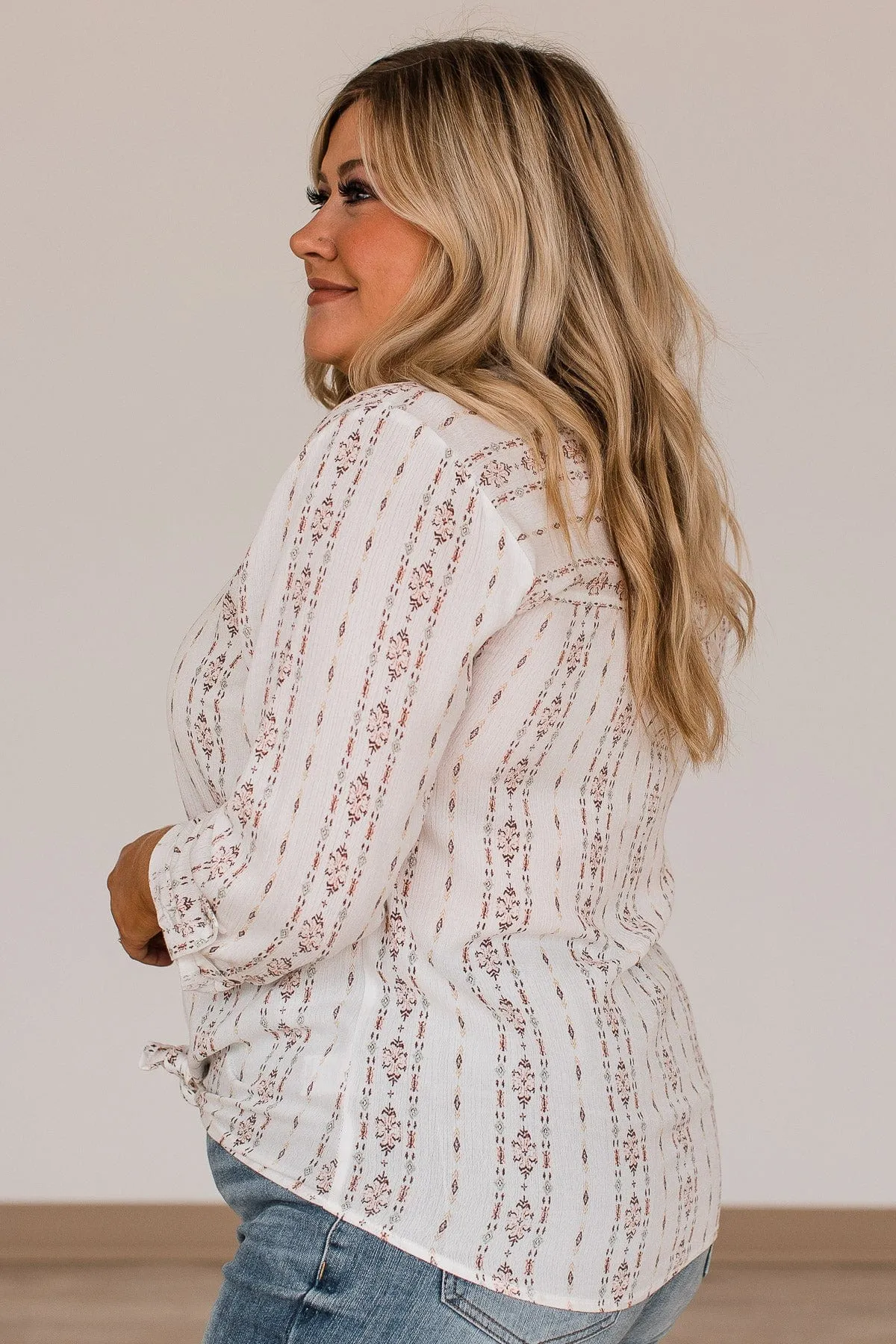 Printed Ivory Blouse - Stay Positive and Stylish