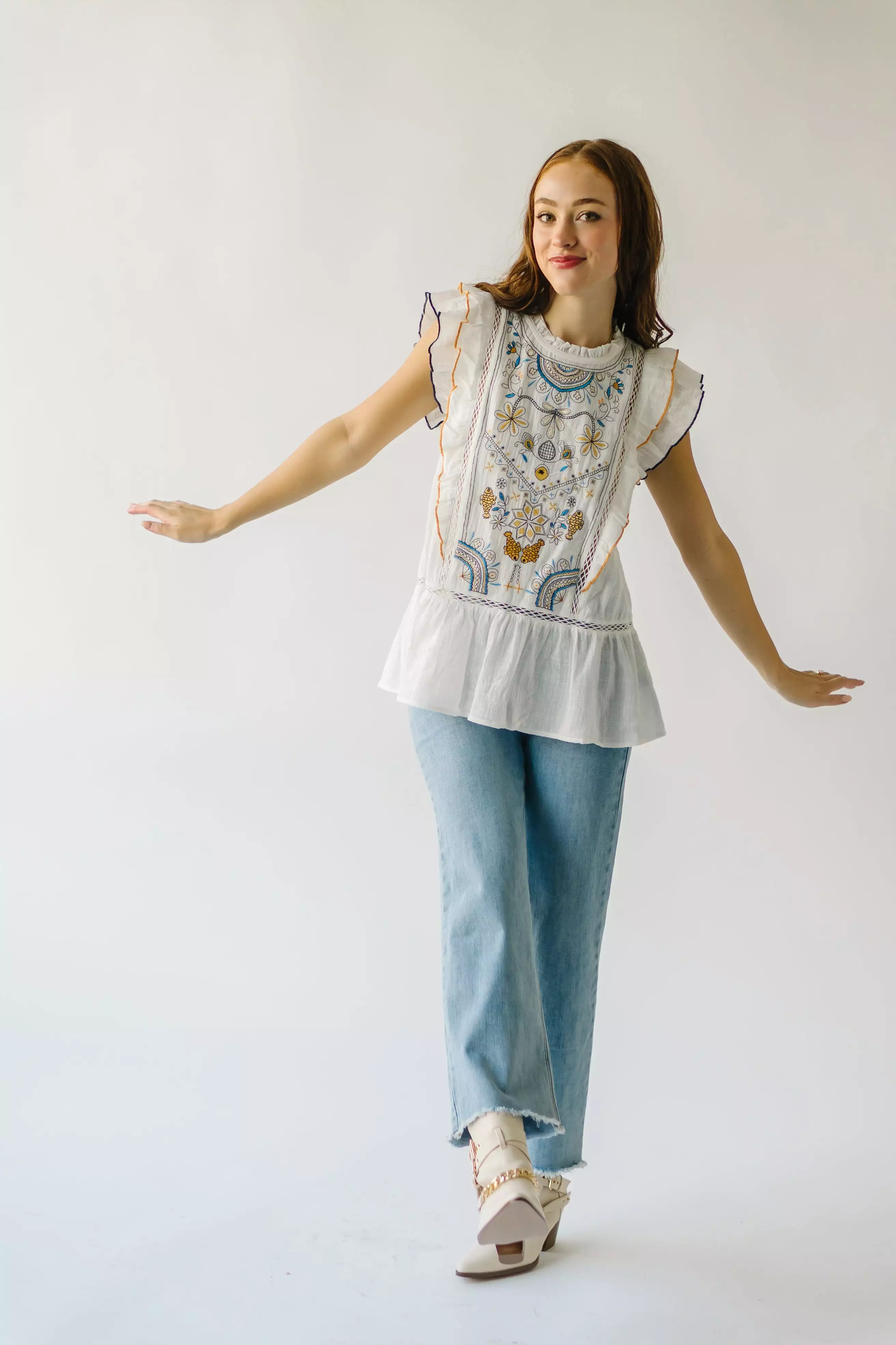 Kimmell White Embroidered Blouse - Buy Now