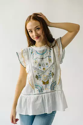 Kimmell White Embroidered Blouse - Buy Now