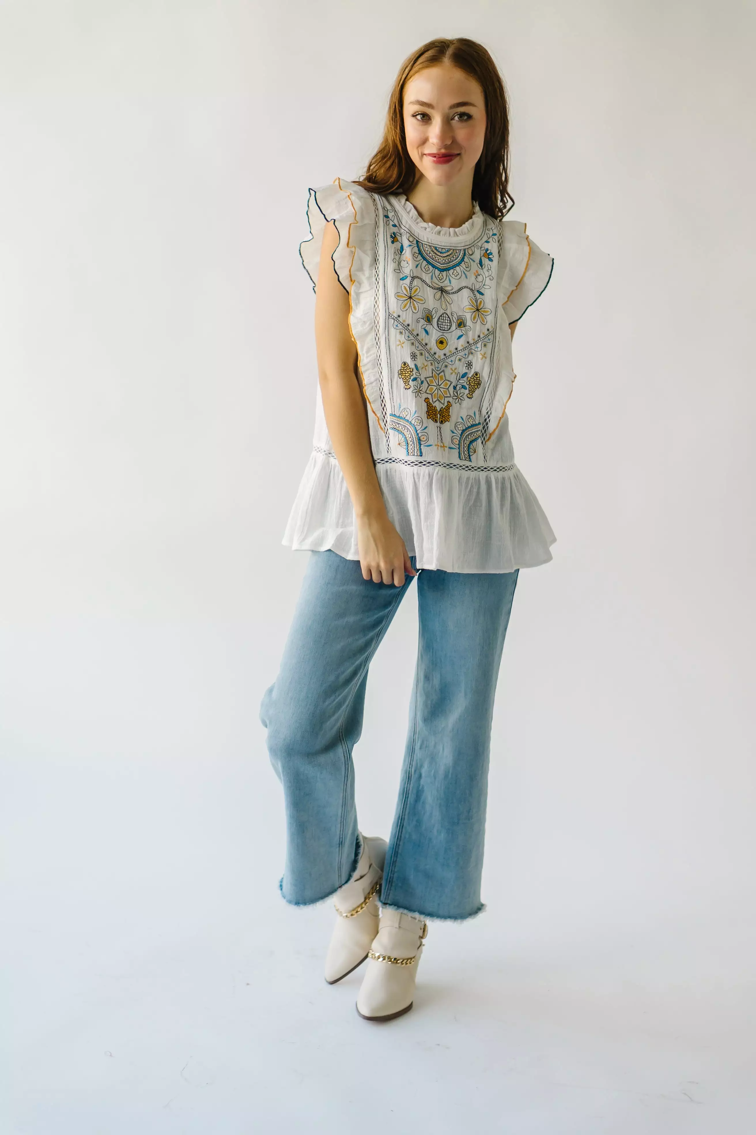 Kimmell White Embroidered Blouse - Buy Now