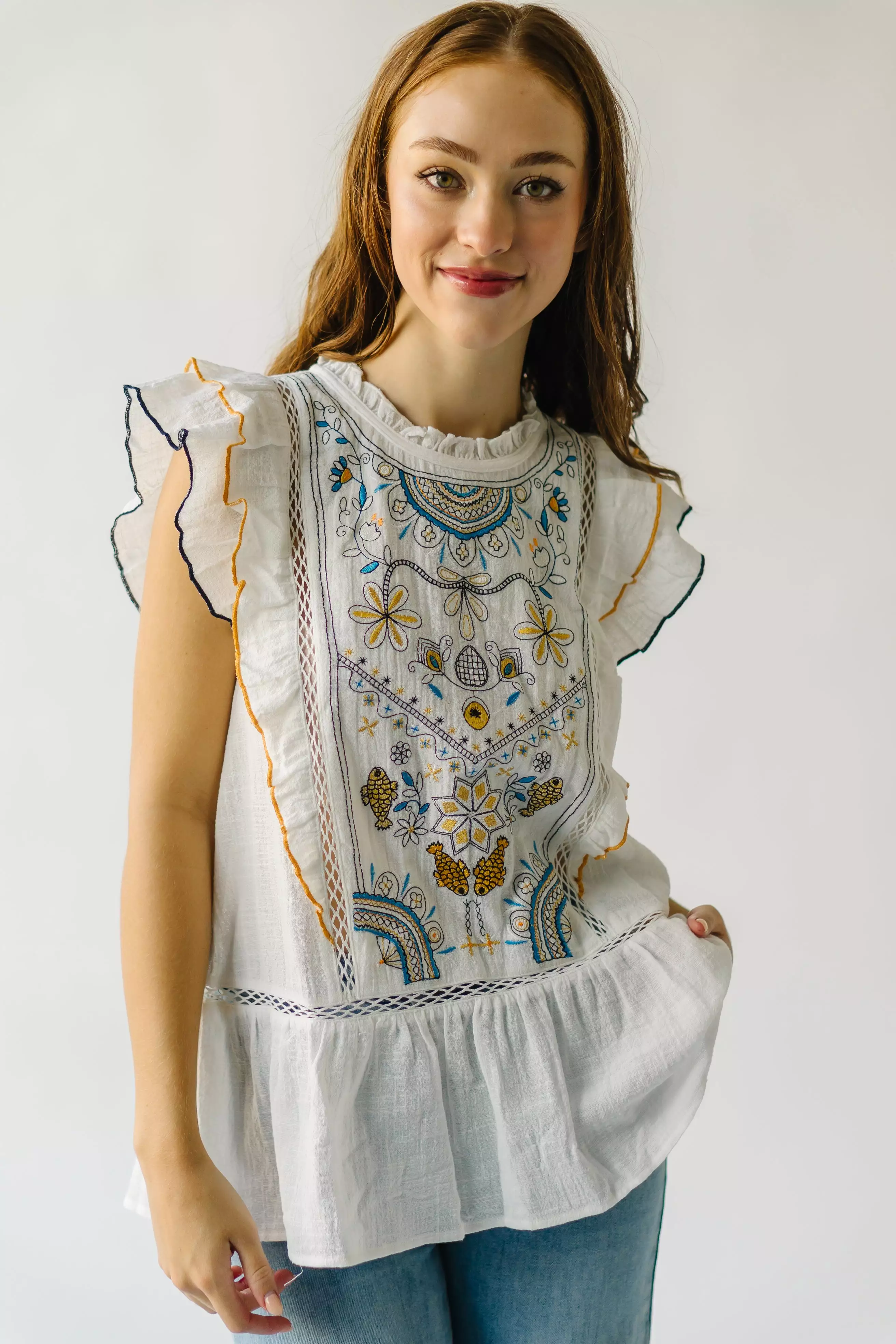 Kimmell White Embroidered Blouse - Buy Now