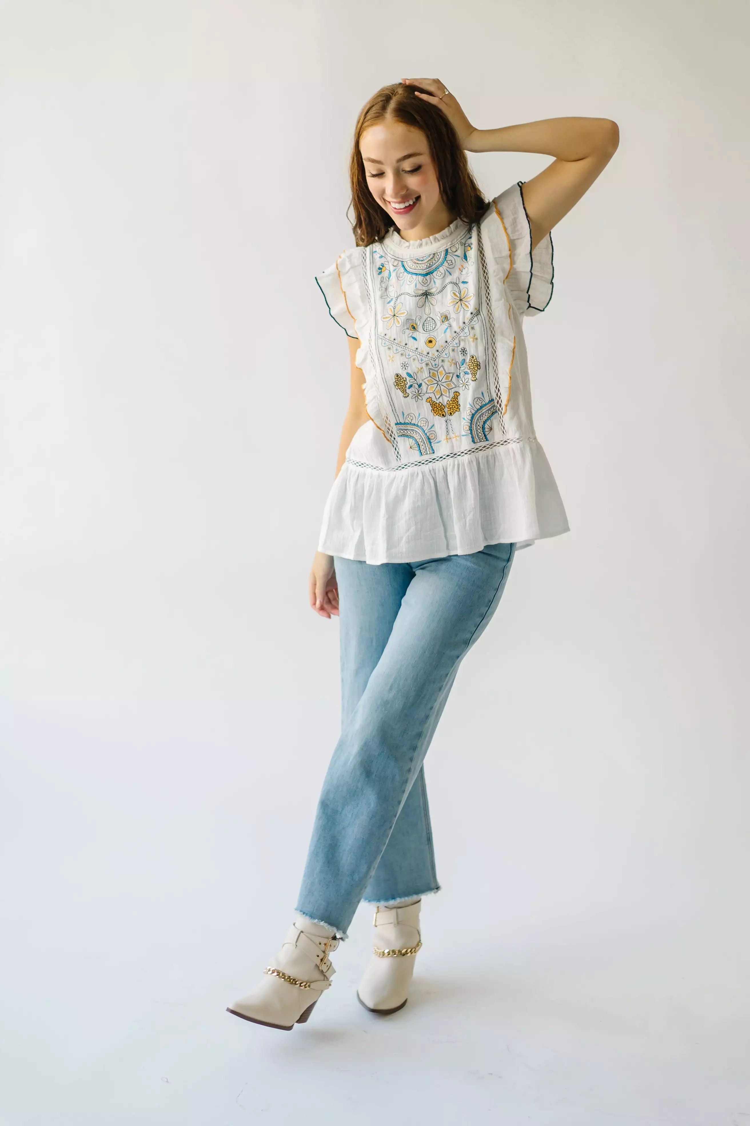 Kimmell White Embroidered Blouse - Buy Now