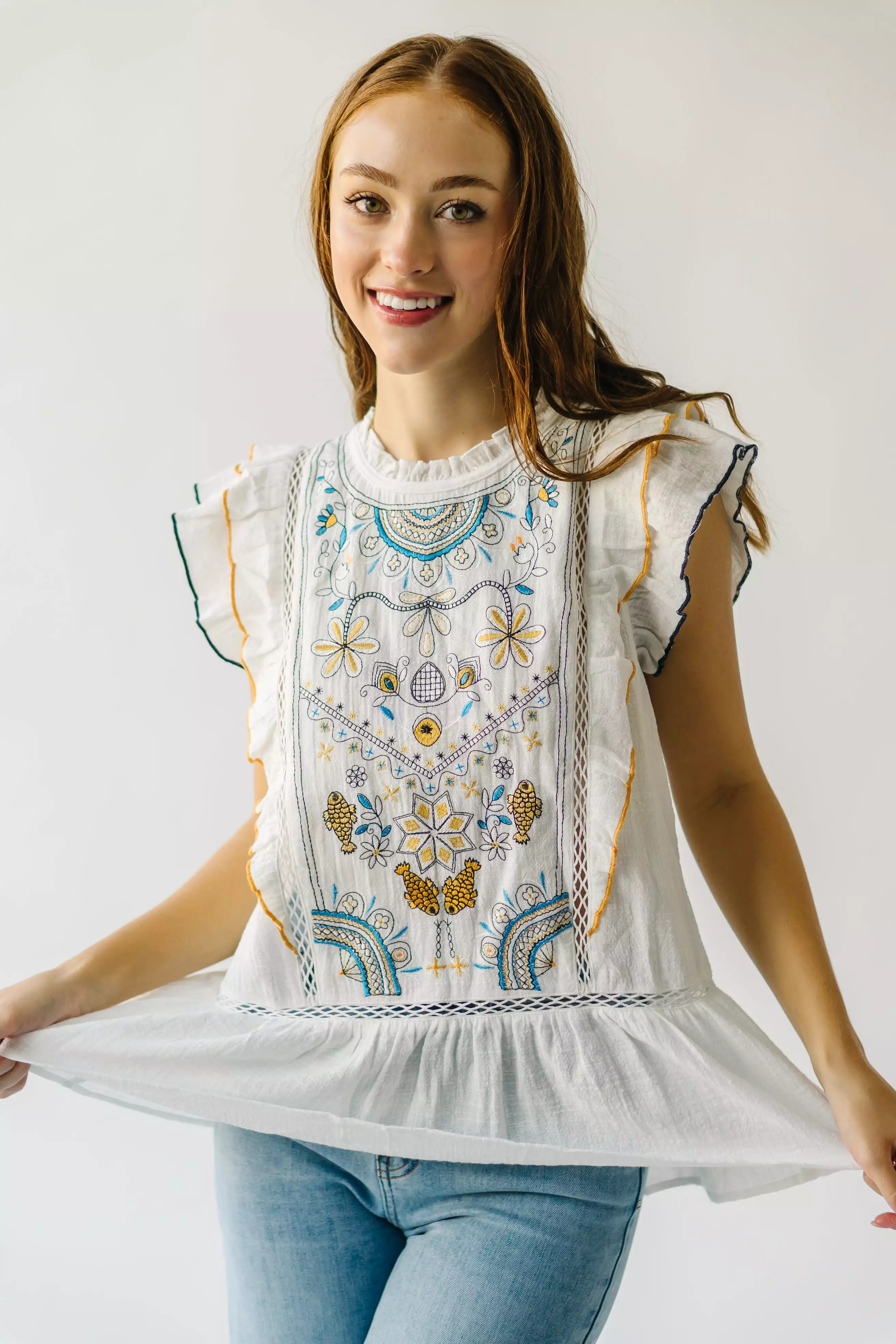 Kimmell White Embroidered Blouse - Buy Now