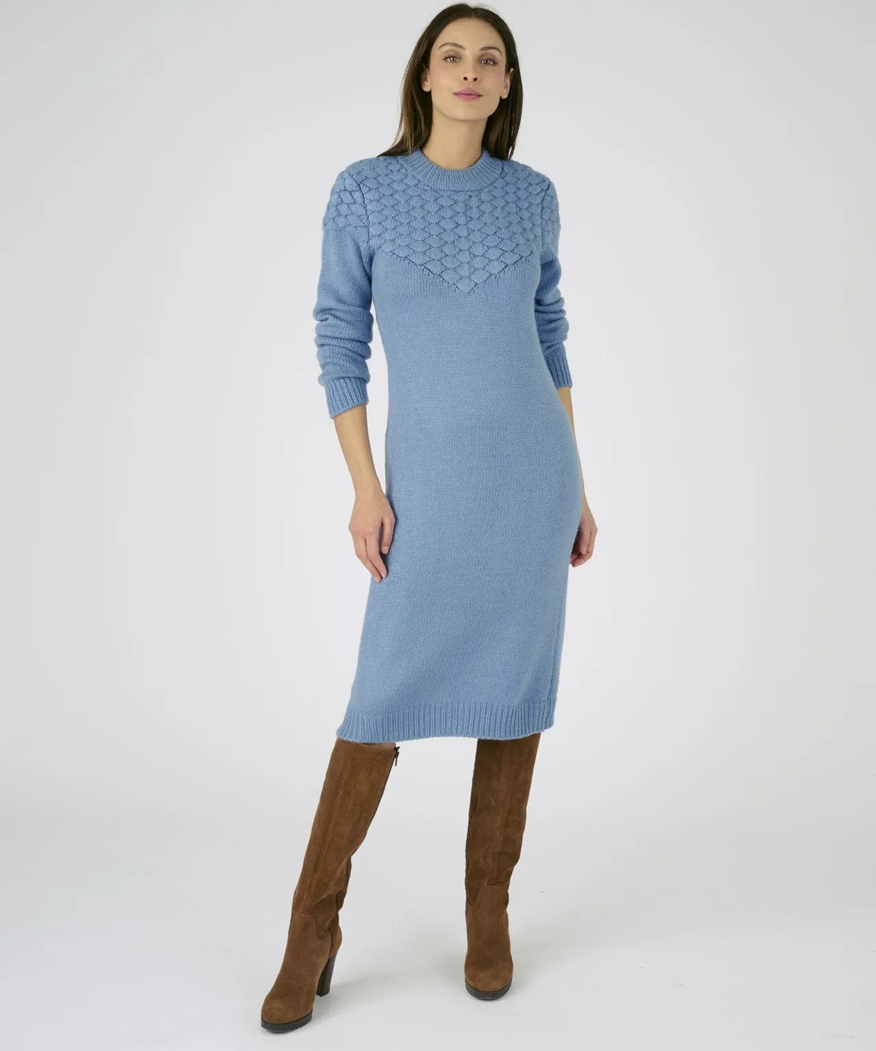 Long Sleeved Knitted Dress with Front Detail