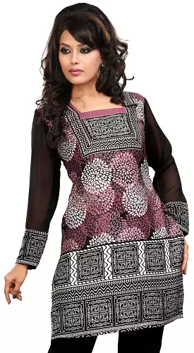 Kurti Top Tunic Womens Printed Blouse Indian Clothing Pink