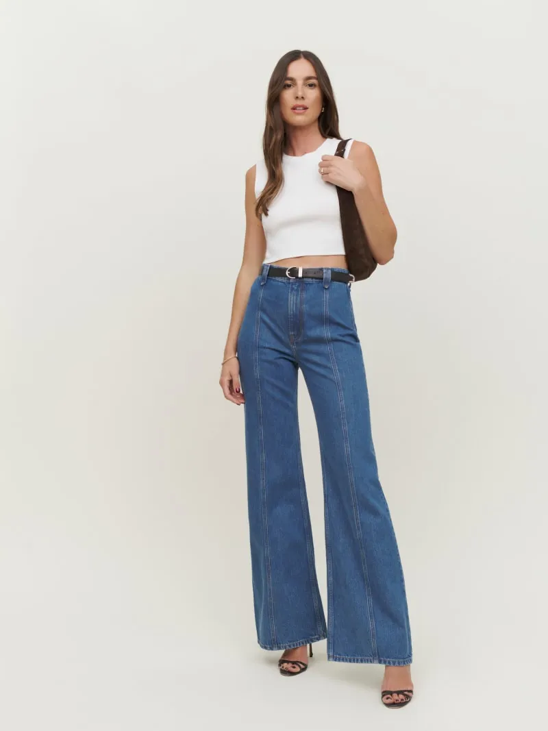 Leah Wide Leg Jeans with Seamed High Rise