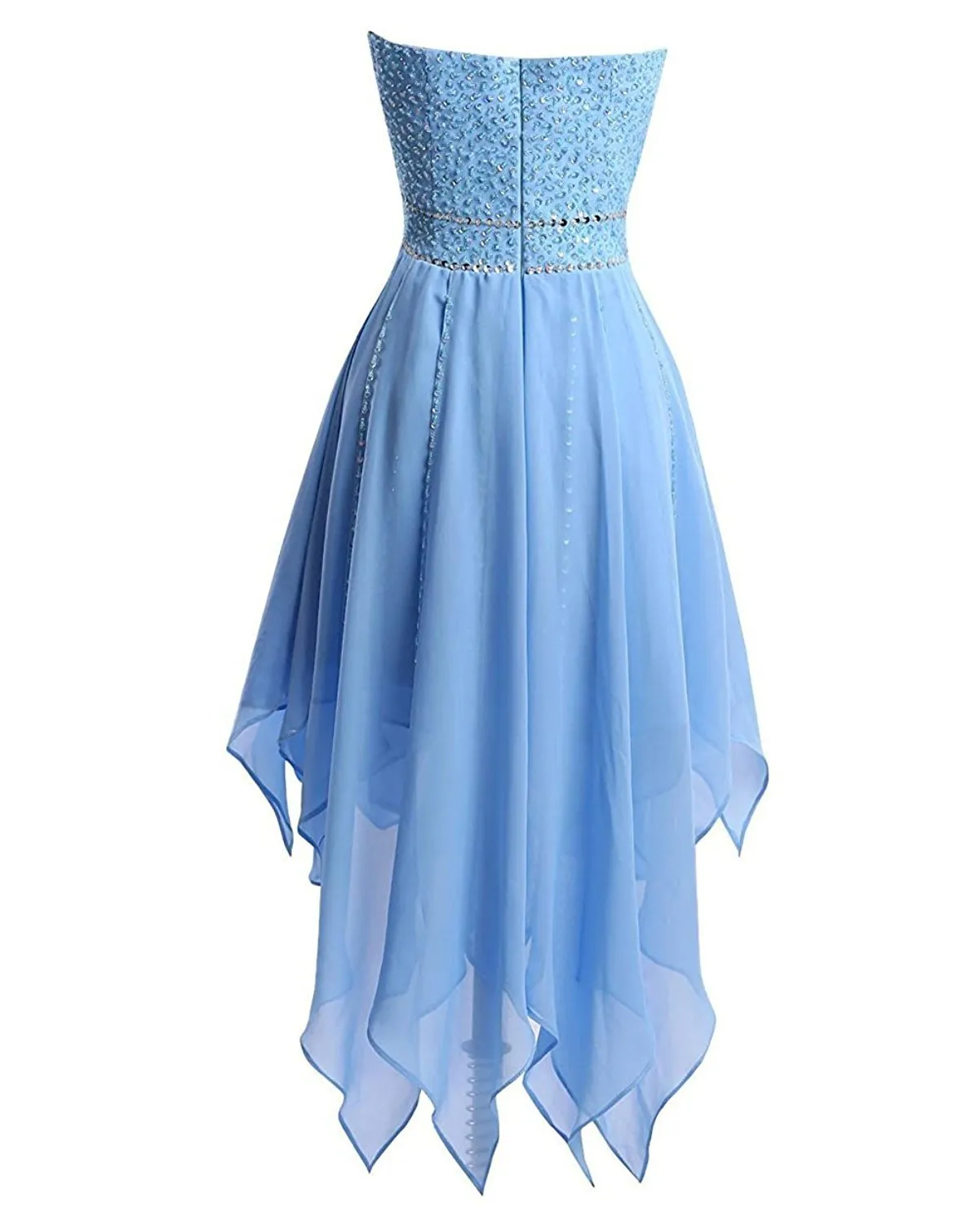 Light Blue Chiffon Layered High Low Sweetheart Homecoming Dress 2018 Party Dress