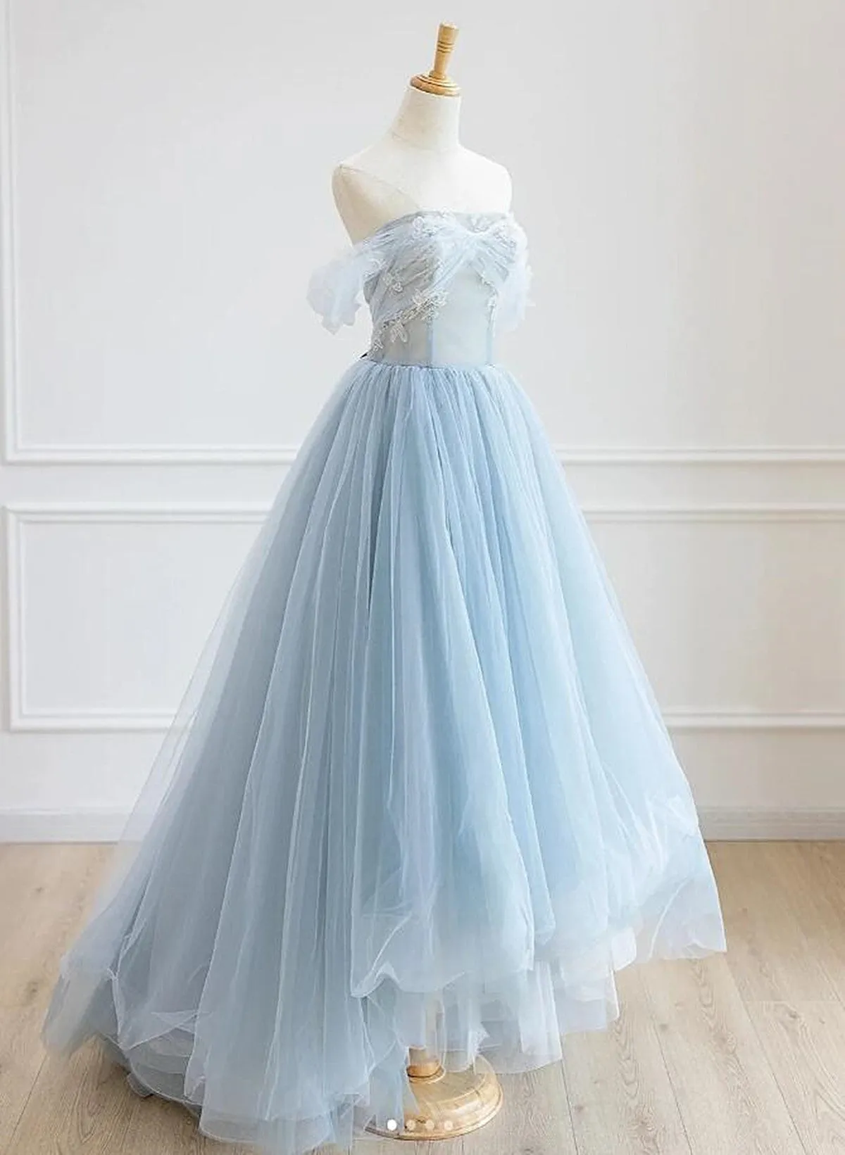 Light Blue High Low Sweetheart Prom Dress, Light Blue Homecoming Dress