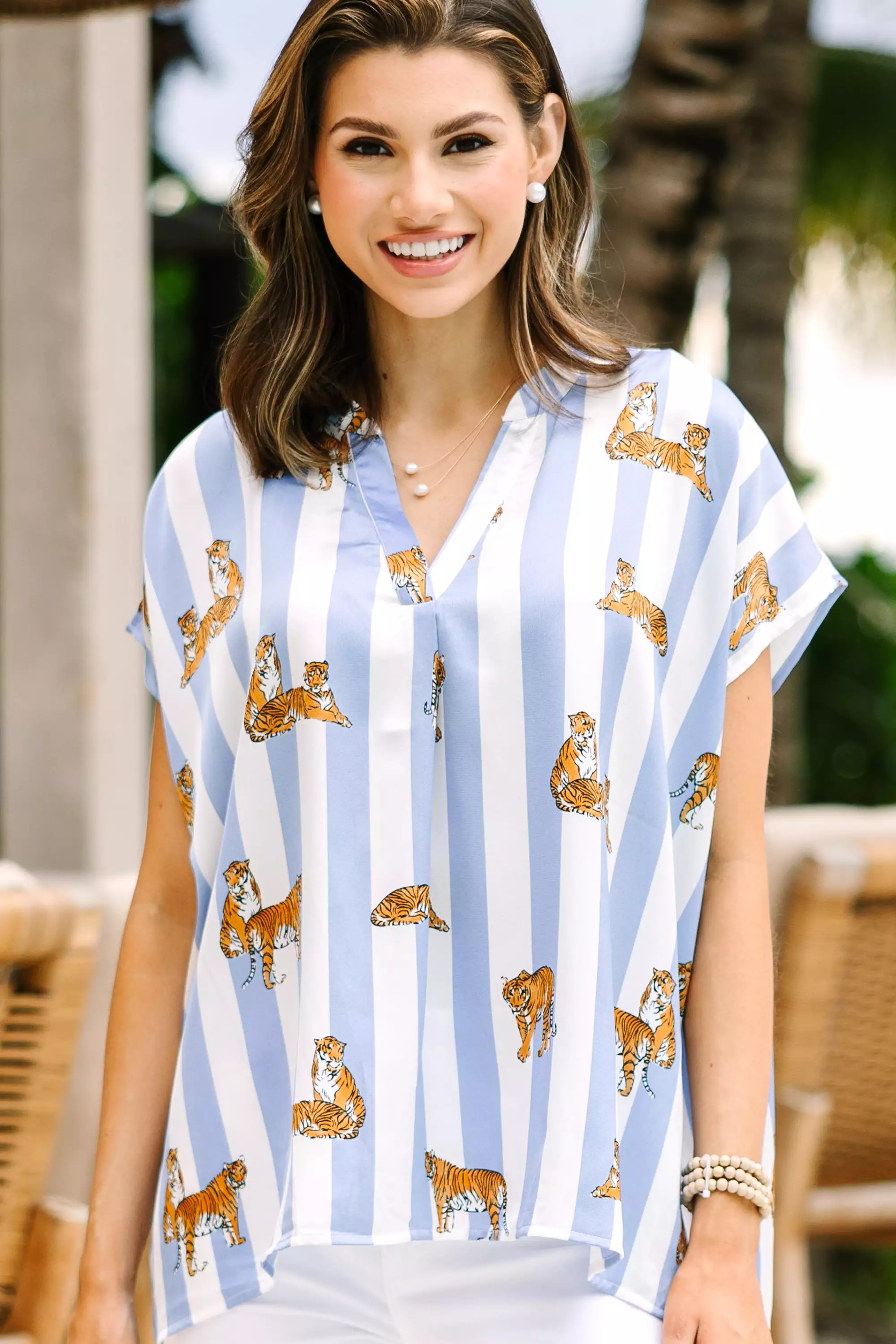 Light Blue Printed Blouse