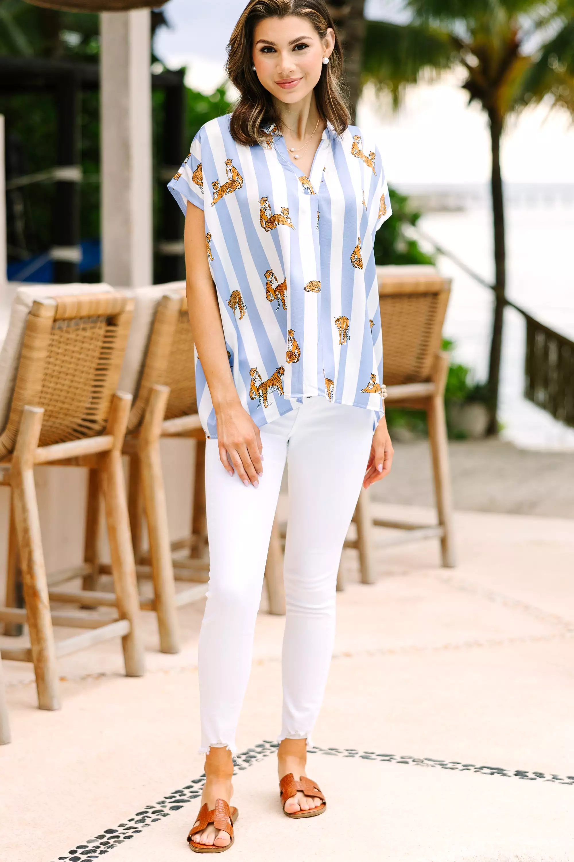 Light Blue Printed Blouse