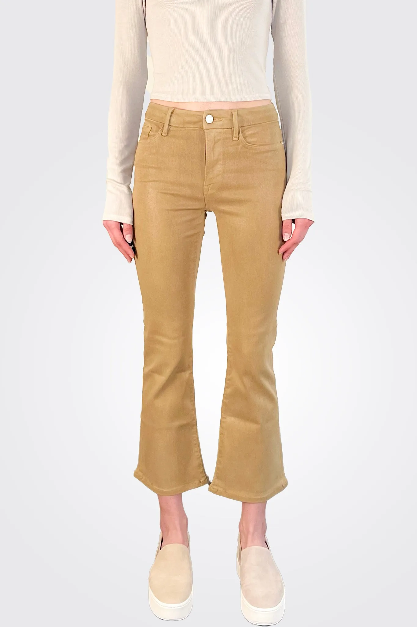 Light Camel Coated Le Crop Mini Bootcut