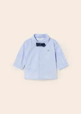 Lightblue newborn boy mayoral shirt with bowtie - L/s