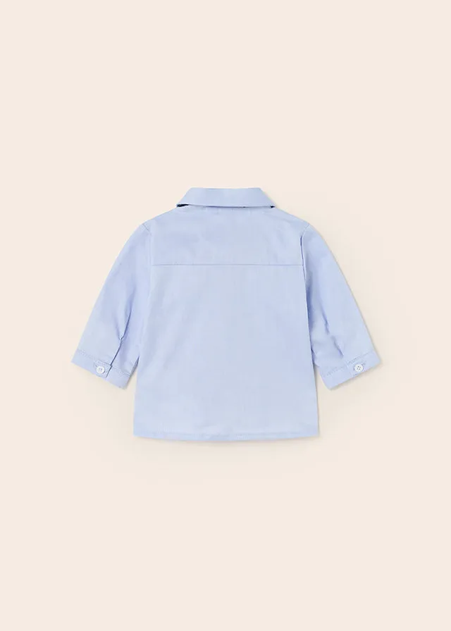 Lightblue newborn boy mayoral shirt with bowtie - L/s