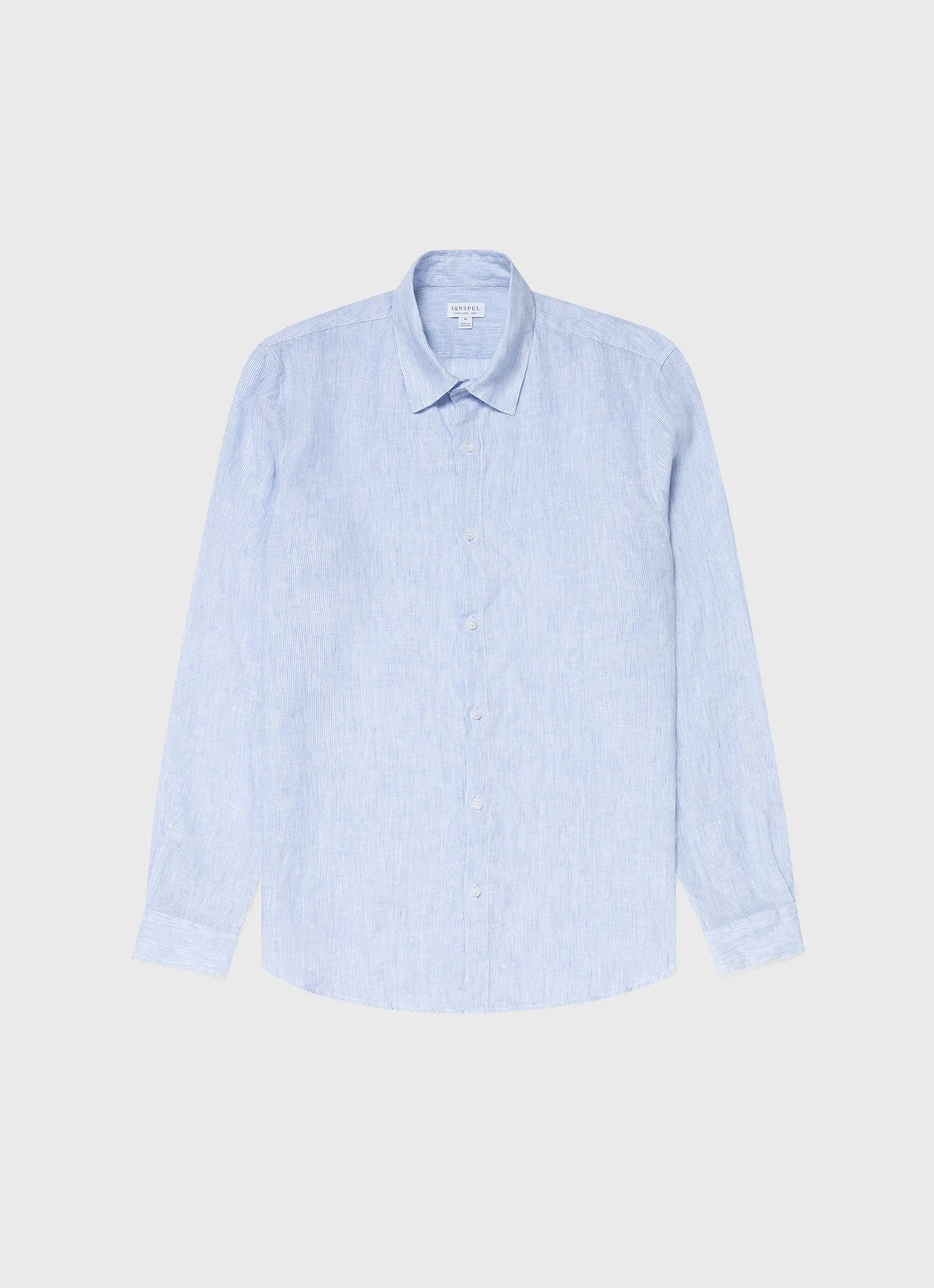 Linen Shirt for Men - Cool Blue Micro Stripe