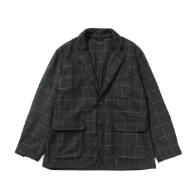 Loiter Wool Poly Windowpane Jacket - Charcoal/Light Blue