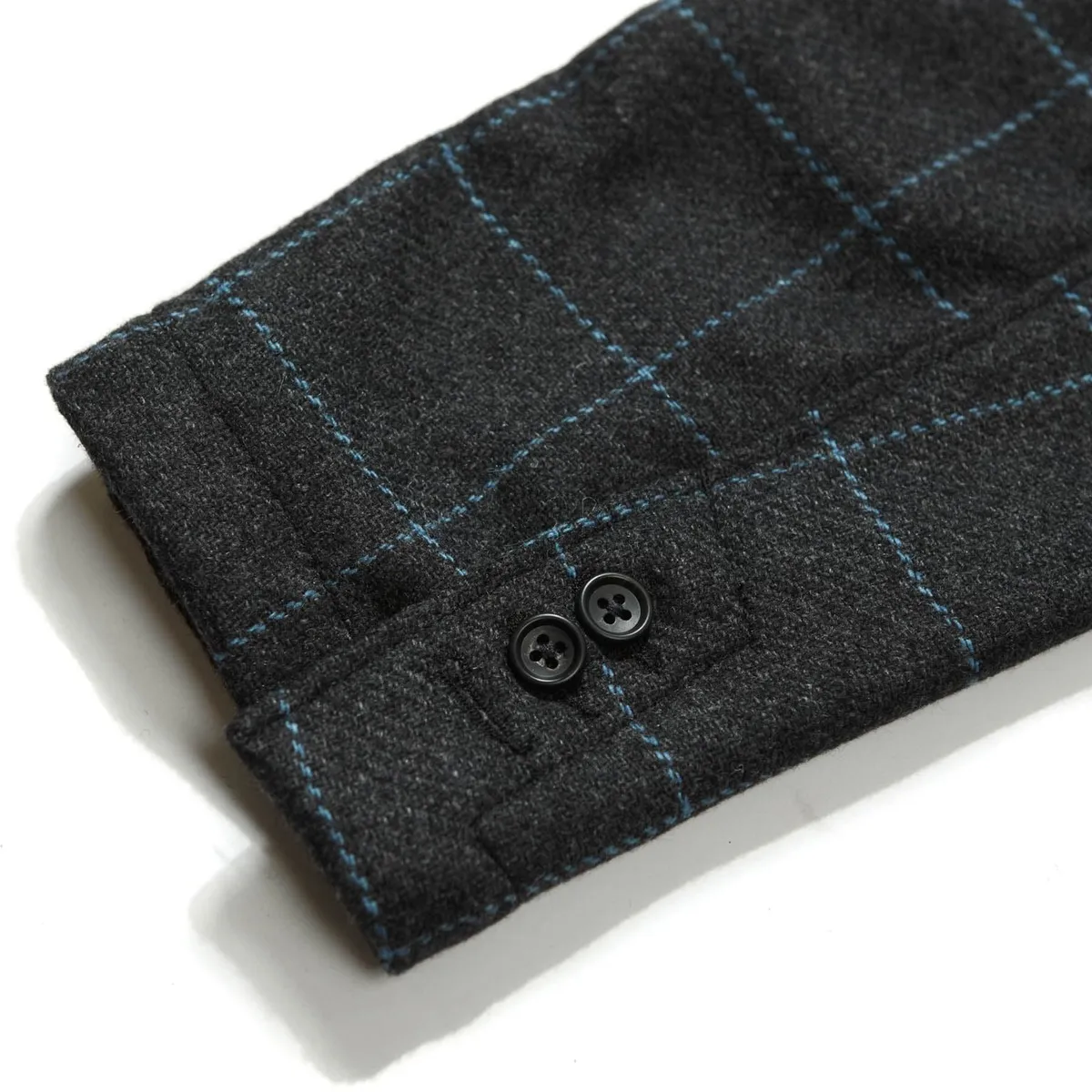 Loiter Wool Poly Windowpane Jacket - Charcoal/Light Blue