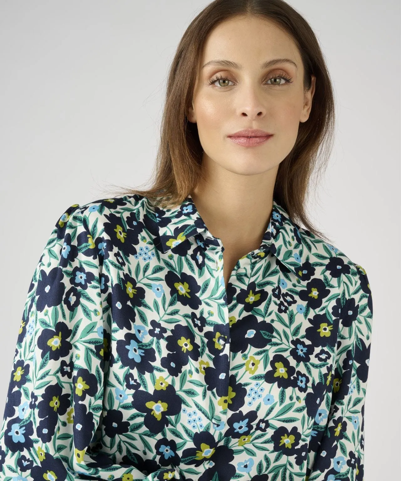 Bold Floral Print Blouse Long Sleeve