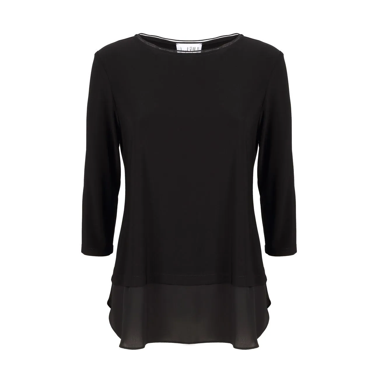 Long Sleeve T-Shirt with Satin Insert Women Black