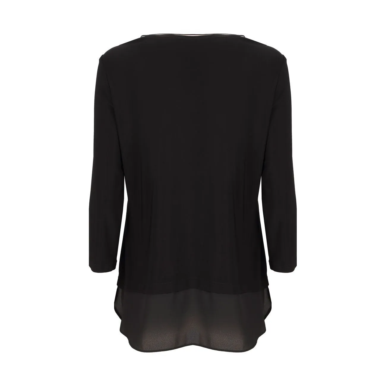 Long Sleeve T-Shirt with Satin Insert Women Black