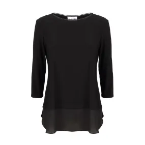 Long Sleeve T-Shirt with Satin Insert Women Black