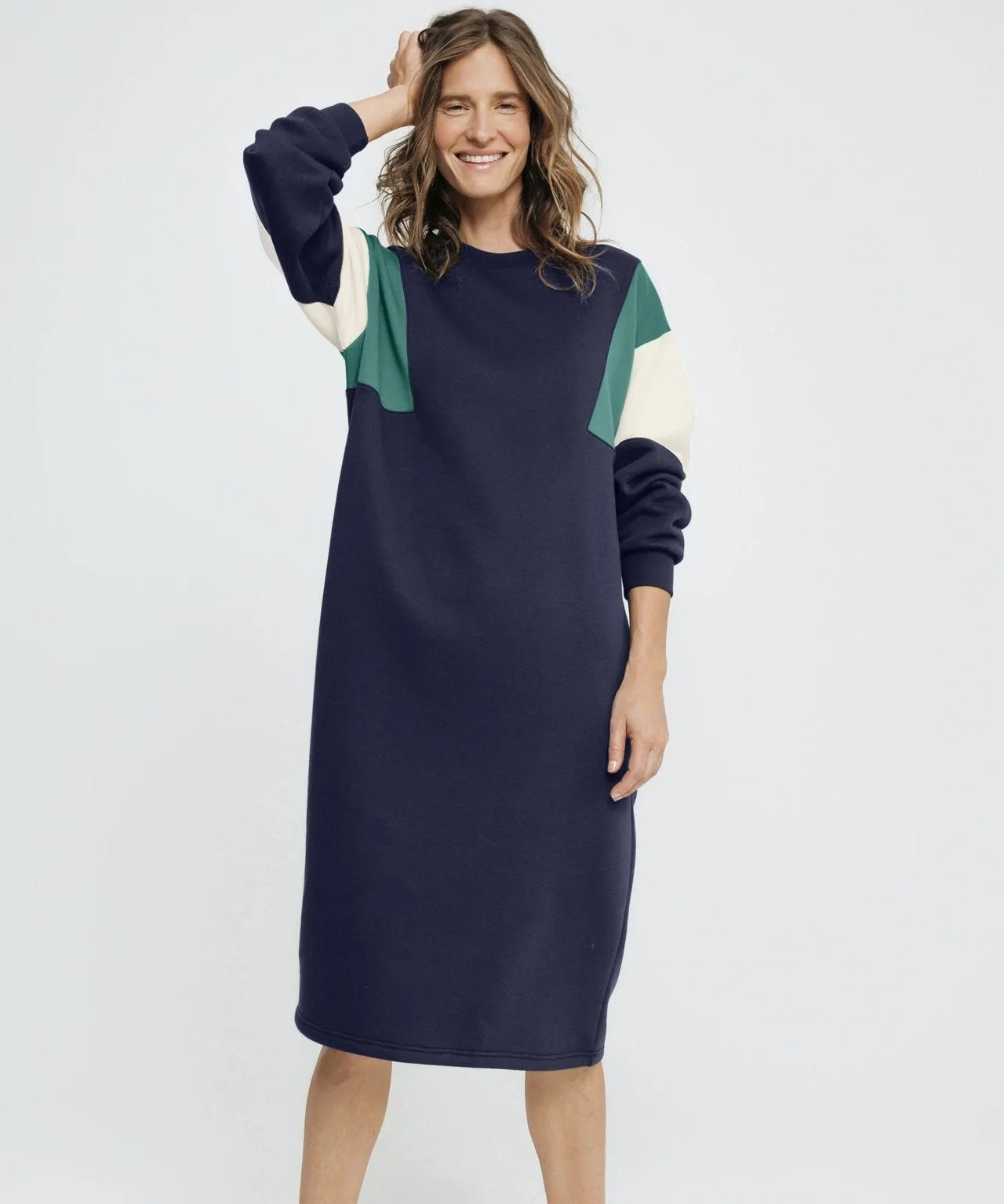 Colorblock Long Sleeved Sweatshirt Dress