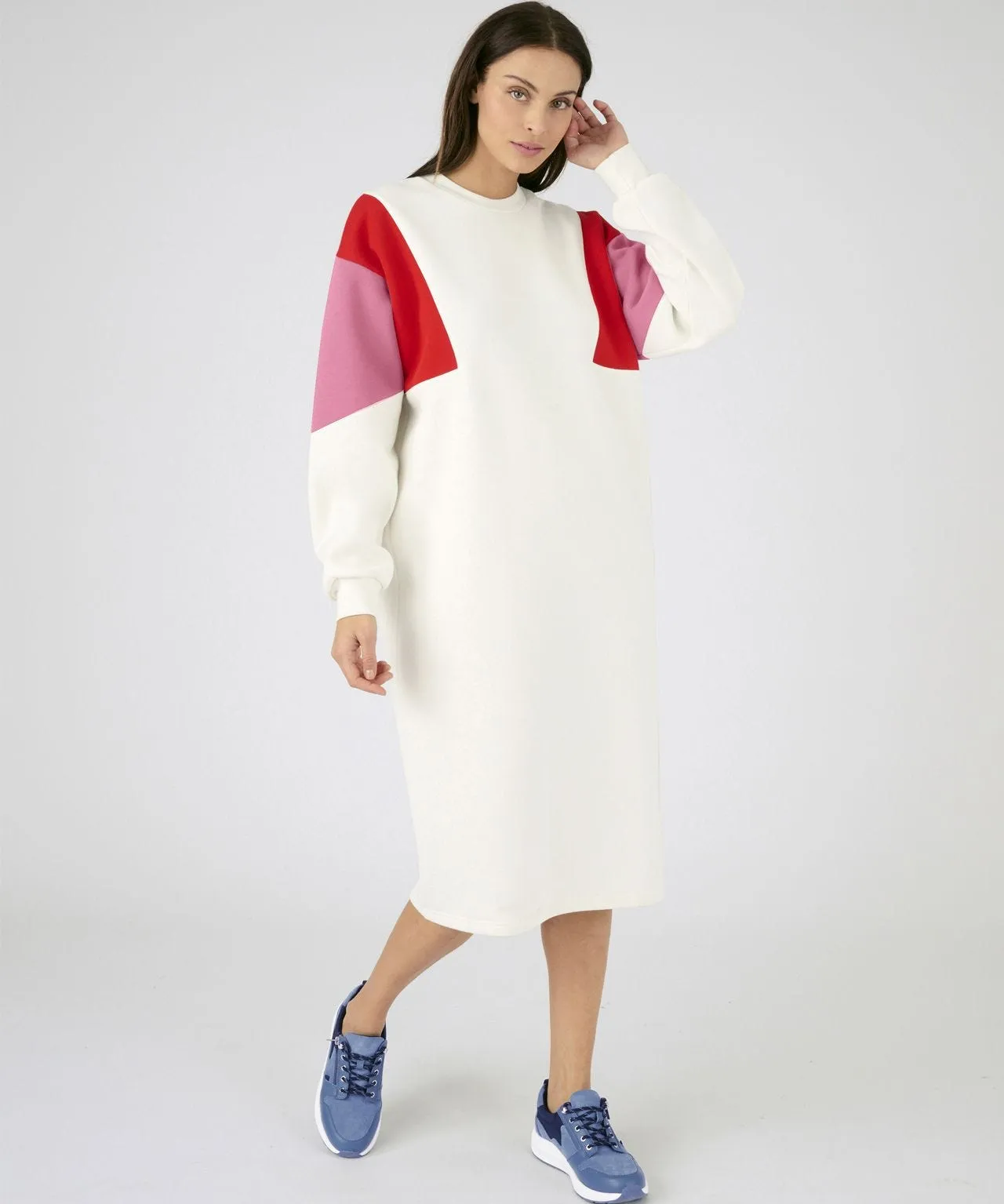 Colorblock Long Sleeved Sweatshirt Dress