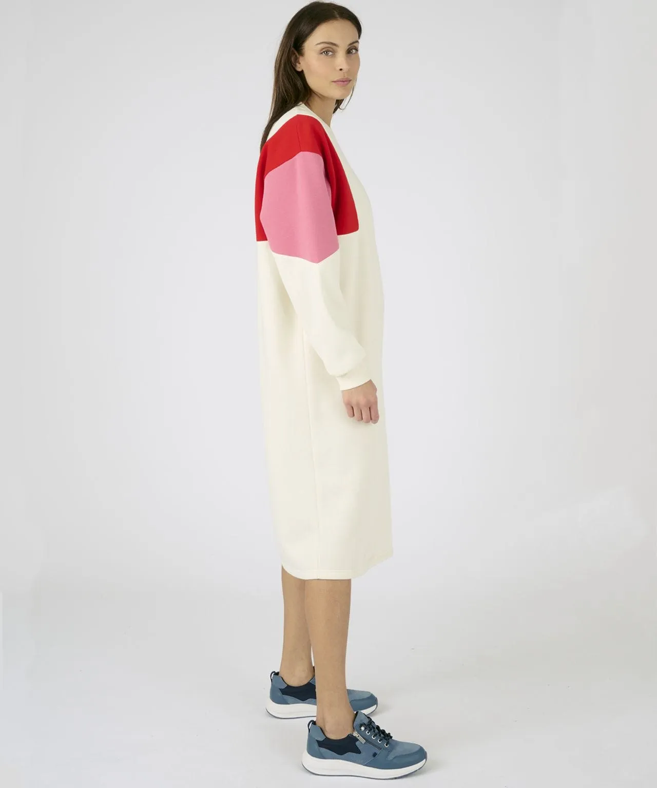 Colorblock Long Sleeved Sweatshirt Dress