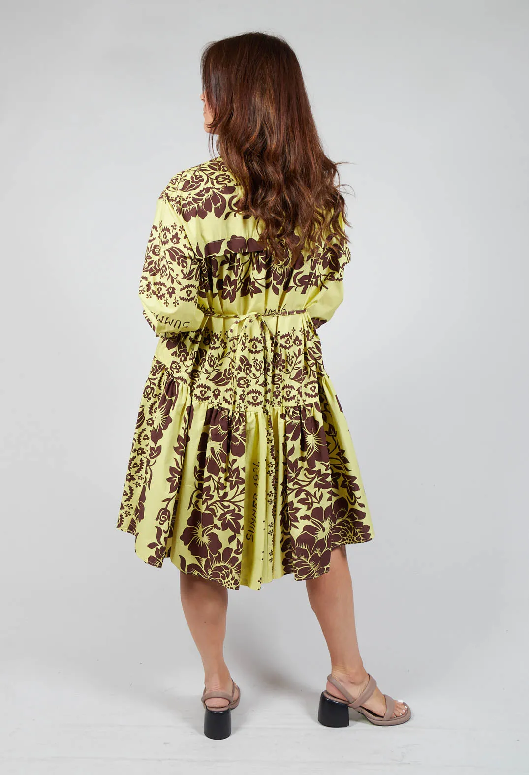 Tahiti Print Long Sleeve Shirt Dress