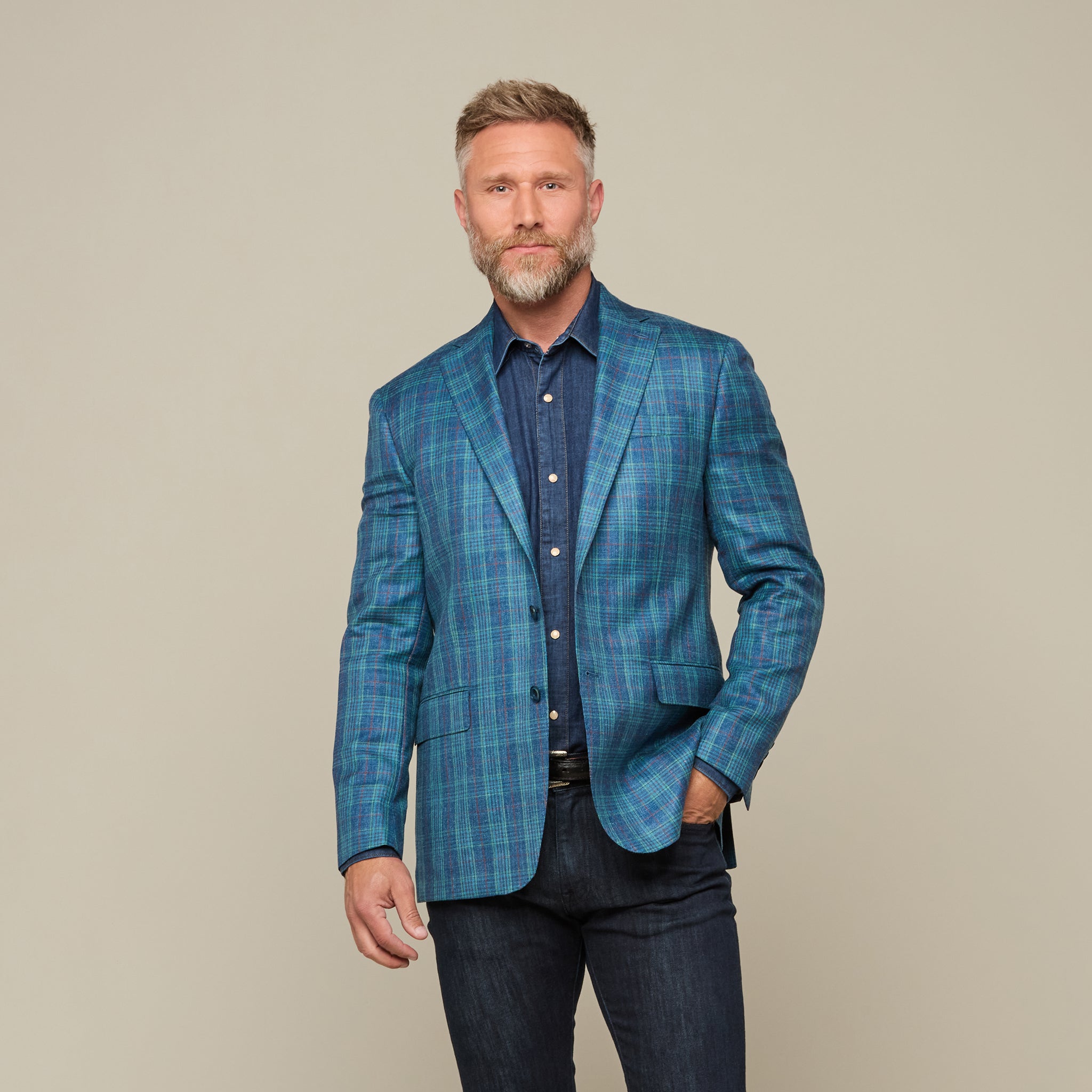 Lucchese Sport Coat - Blue/Green/Red Plaid