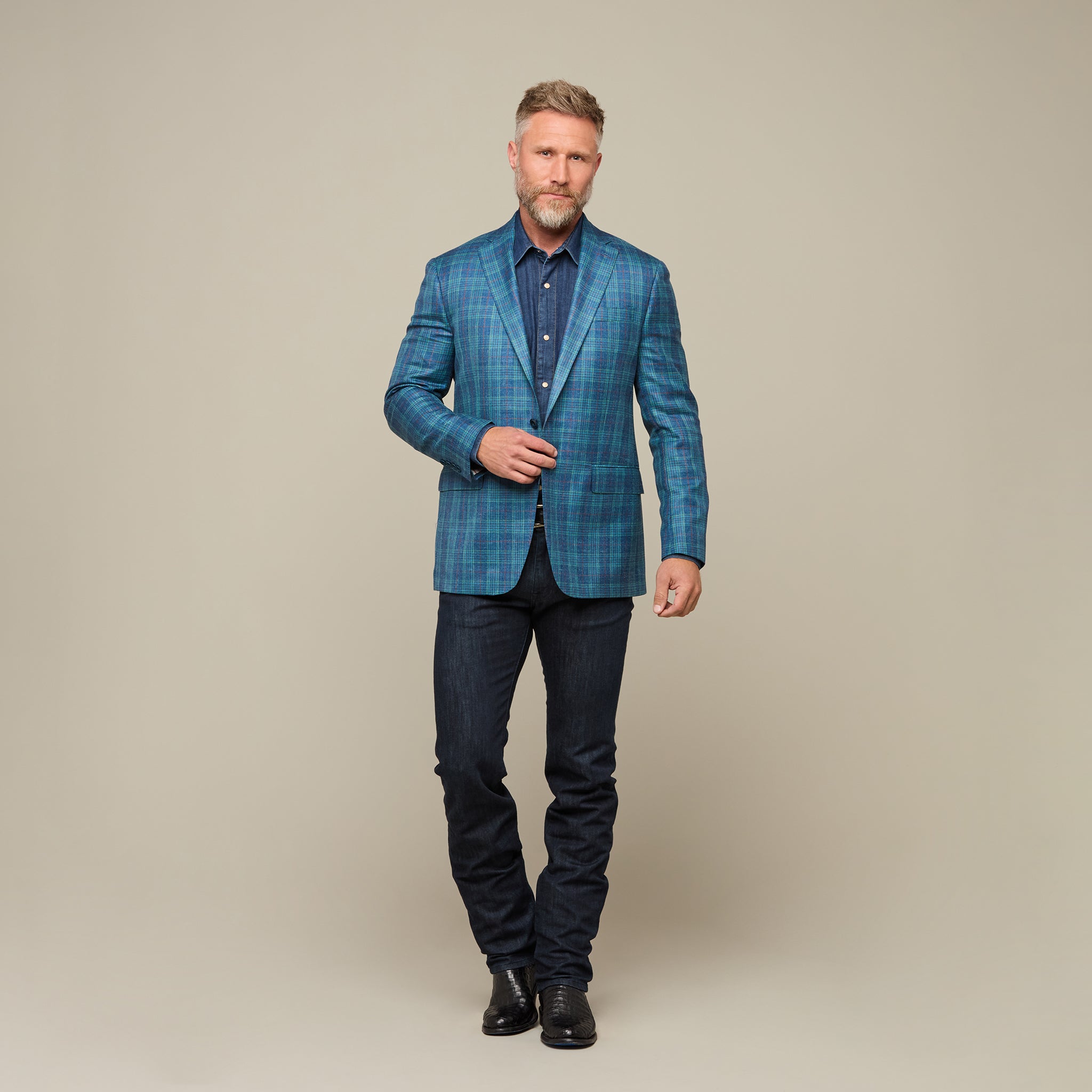 Lucchese Sport Coat - Blue/Green/Red Plaid