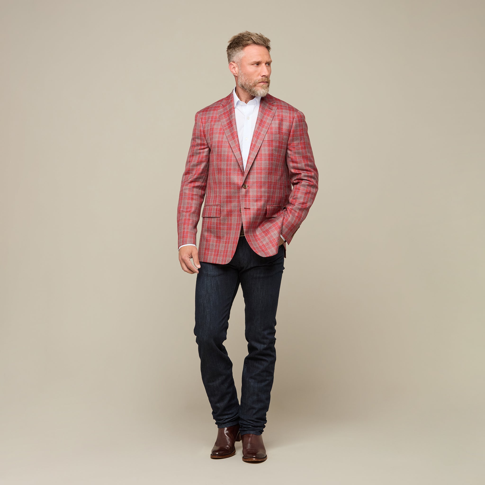 Lucchese Sport Coat - Red/Blue