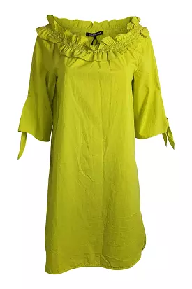 Luisa Cerano Mustard Yellow Cotton Dress with Ruffle Collar (DE 34 | GB 8)