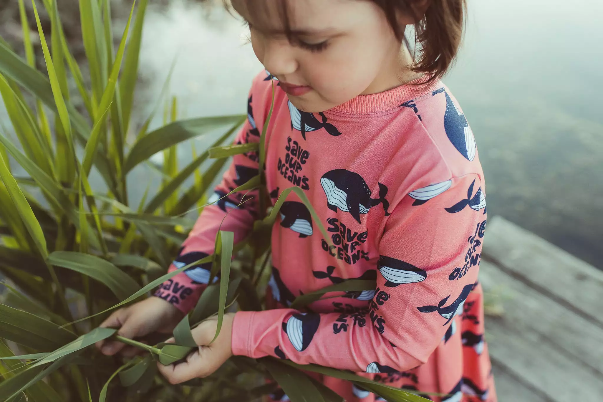 Malinami Whales Coral Long Sleeve Dress