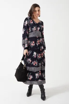 Long Sleeve Floral Dress by Marc Angelo