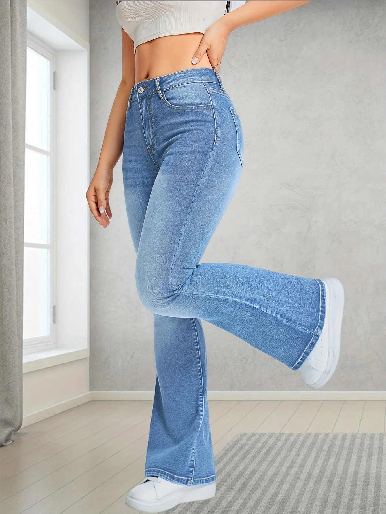 Marigold - Jean Bootcut Décontracté à Taille Haute