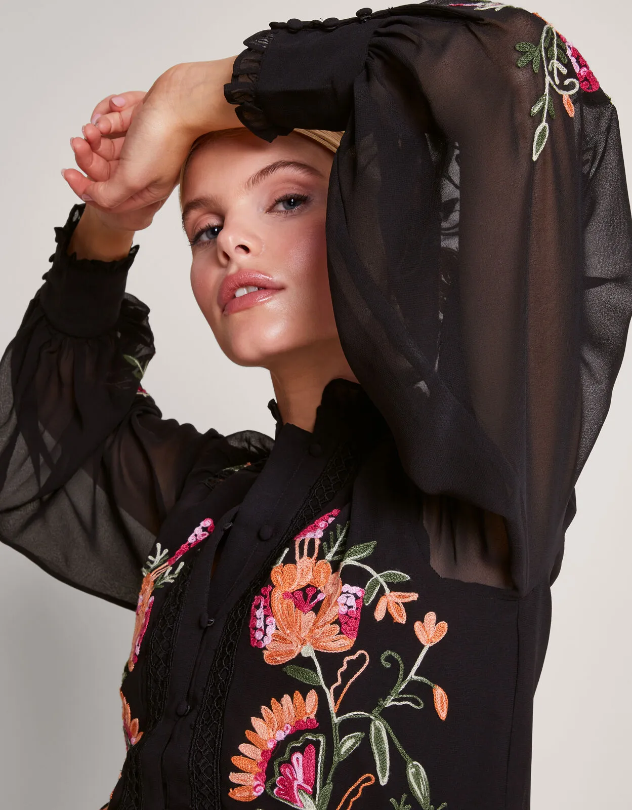 Black Matilda Embroidered Blouse