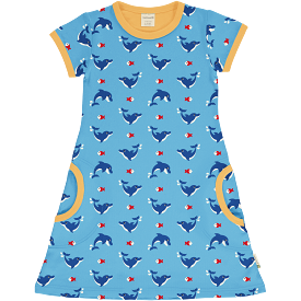 Maxomorra Dolphin Dress Organic Cotton Short Sleeve