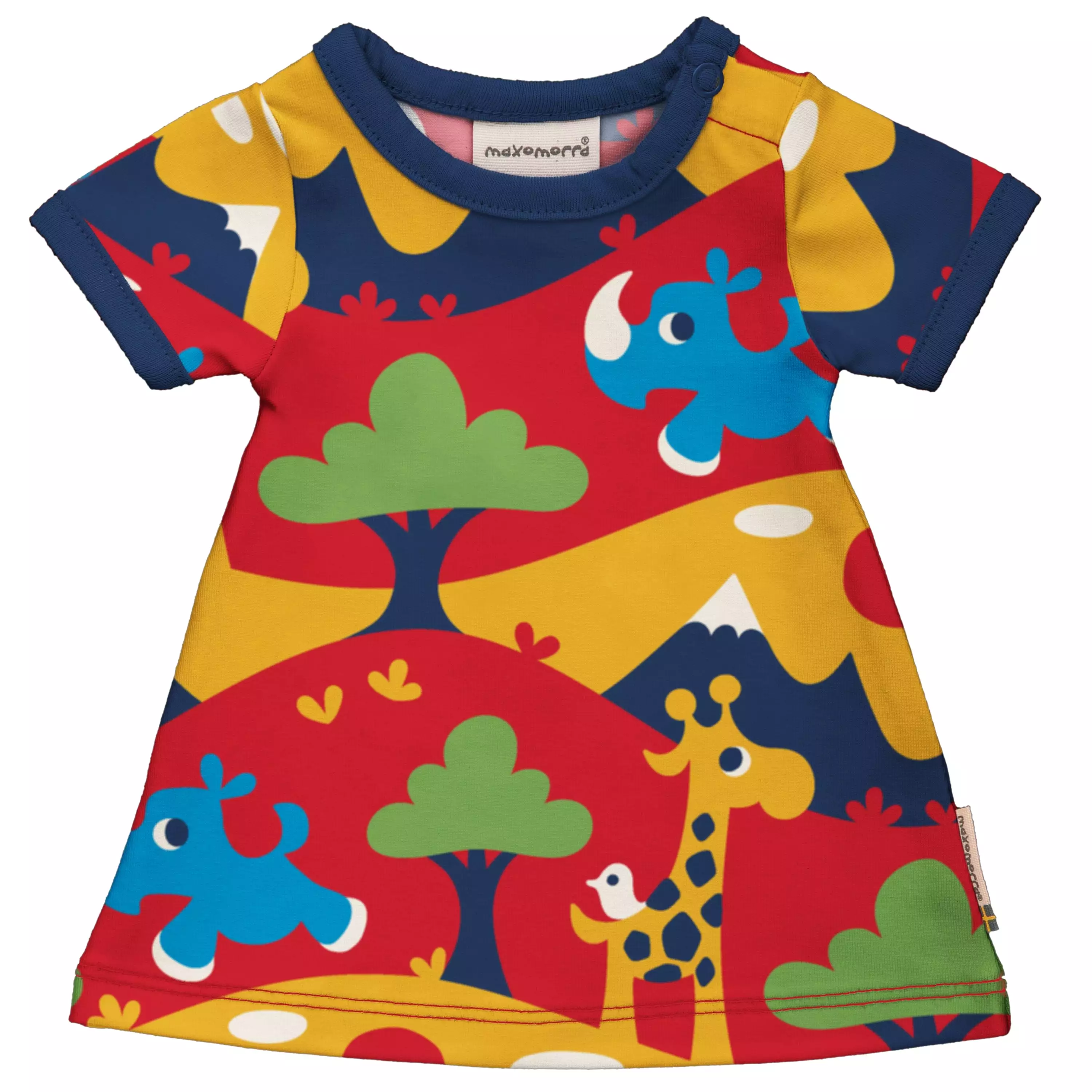 Maxomorra dress, short sleeves, savanna print