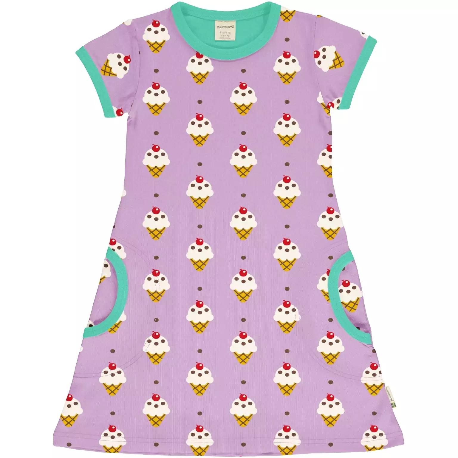 Maxomorra Ice Cream Dress, Organic Cotton, Short Sleeves