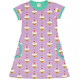 Maxomorra Ice Cream Dress, Organic Cotton, Short Sleeves