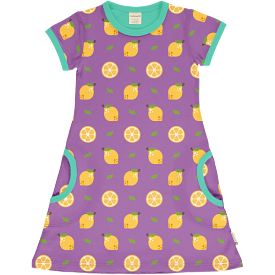 Maxomorra Lemon Short Sleeve Dress, Organic Cotton