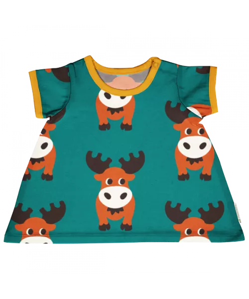 Maxomorra Nordic Moose Doll dress. Short sleeves.