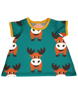 Maxomorra Nordic Moose Doll dress. Short sleeves.