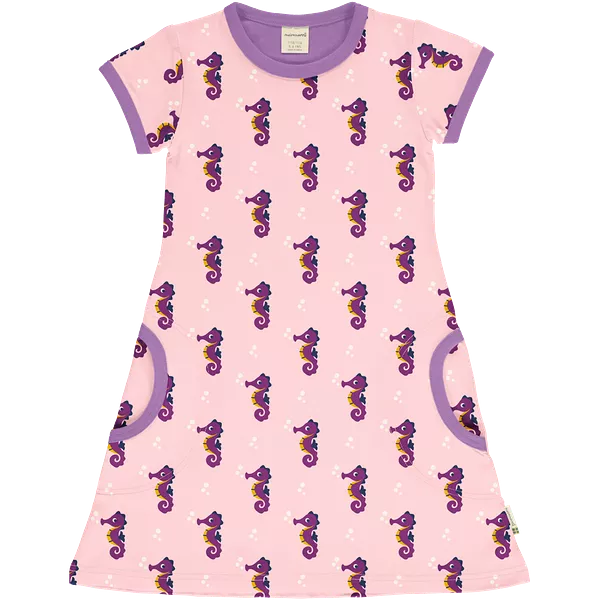 Maxomorra Seahorse Dress - Organic Cotton, Short Sleeves