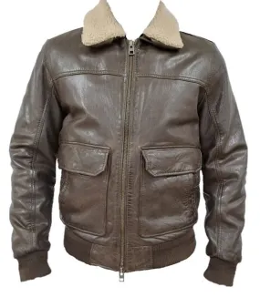 Men's Brown Oakwood Pilot Style Leather Jacket \64776\